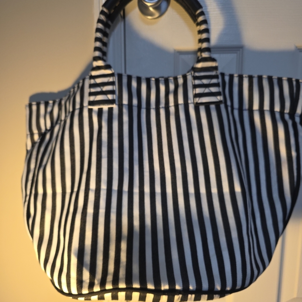 DSW Black and White Striped Tote